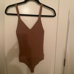 Abercrombie and Fitch Brown Ribbed Tank Bodysuit